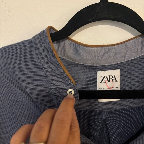 Zara Men's Slate Blue Button Down Shirt - Picture 3 of 6